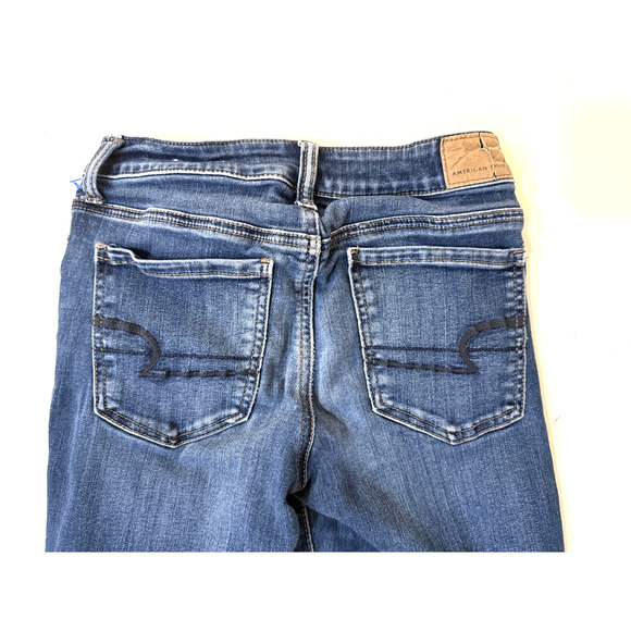 American Eagle Jeans Womens 4 Blue Next Level Stretch Skinny Denim Distressed - Picture 2 of 9